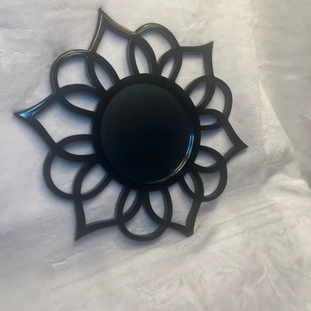 Patton Wall Decor Black Round Ornate Accent Mirror